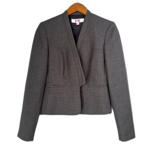 9&Co. Gray Open Front Notched Waist Classy Basic Blazer‎ Women's Size 2/Small